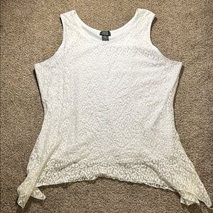 Elegant White Textured Tank Top